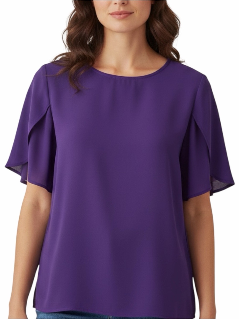 Eileen Fisher Women's 100% Silk Top Size XS Short Sleeve Scoop Neck Keyhole Back